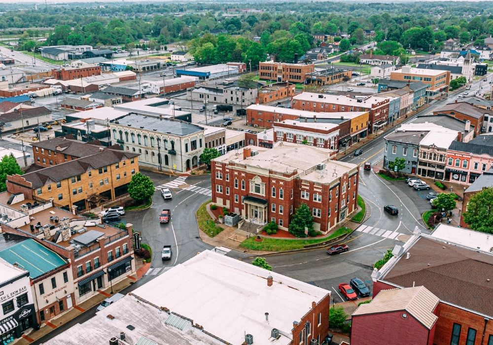 elizabethtown-kentucky-1-1 aerial view of a town center